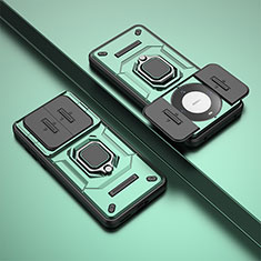 Funda Bumper Silicona y Plastico Mate Carcasa con Magnetico Anillo de dedo Soporte K2C para Huawei Mate 60 Verde