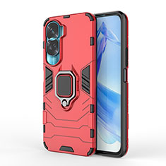 Funda Bumper Silicona y Plastico Mate Carcasa con Magnetico Anillo de dedo Soporte KC1 para Huawei Honor 90 Lite 5G Rojo