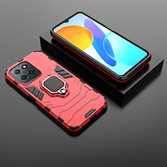 Funda Bumper Silicona y Plastico Mate Carcasa con Magnetico Anillo de dedo Soporte KC1 para Huawei Honor X6 Rojo