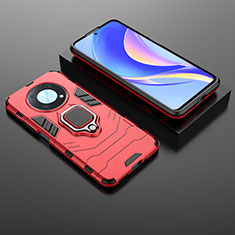 Funda Bumper Silicona y Plastico Mate Carcasa con Magnetico Anillo de dedo Soporte KC1 para Huawei Nova Y90 Rojo