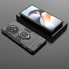 Funda Bumper Silicona y Plastico Mate Carcasa con Magnetico Anillo de dedo Soporte KC1 para OnePlus 11R 5G Negro