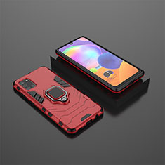 Funda Bumper Silicona y Plastico Mate Carcasa con Magnetico Anillo de dedo Soporte KC1 para Samsung Galaxy A31 Rojo