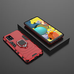 Funda Bumper Silicona y Plastico Mate Carcasa con Magnetico Anillo de dedo Soporte KC1 para Samsung Galaxy A51 5G Rojo