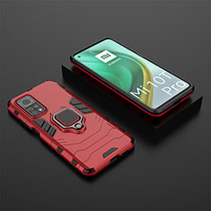 Funda Bumper Silicona y Plastico Mate Carcasa con Magnetico Anillo de dedo Soporte KC1 para Xiaomi Mi 10T 5G Rojo