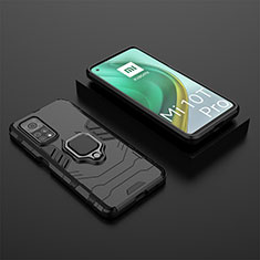 Funda Bumper Silicona y Plastico Mate Carcasa con Magnetico Anillo de dedo Soporte KC1 para Xiaomi Mi 10T Pro 5G Negro
