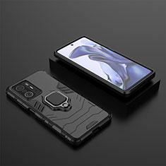 Funda Bumper Silicona y Plastico Mate Carcasa con Magnetico Anillo de dedo Soporte KC1 para Xiaomi Mi 11T Pro 5G Negro