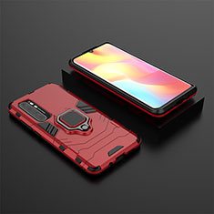 Funda Bumper Silicona y Plastico Mate Carcasa con Magnetico Anillo de dedo Soporte KC1 para Xiaomi Mi Note 10 Lite Rojo