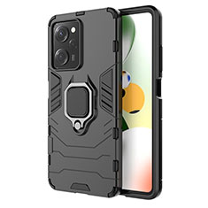 Funda Bumper Silicona y Plastico Mate Carcasa con Magnetico Anillo de dedo Soporte KC1 para Xiaomi Poco X5 Pro 5G Negro