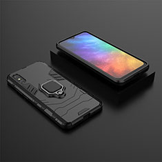 Funda Bumper Silicona y Plastico Mate Carcasa con Magnetico Anillo de dedo Soporte KC1 para Xiaomi Redmi 9A Negro