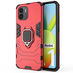 Funda Bumper Silicona y Plastico Mate Carcasa con Magnetico Anillo de dedo Soporte KC1 para Xiaomi Redmi A1 Rojo
