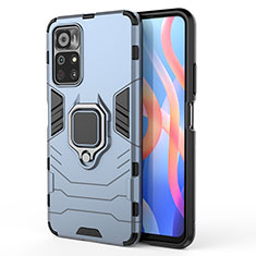 Funda Bumper Silicona y Plastico Mate Carcasa con Magnetico Anillo de dedo Soporte KC1 para Xiaomi Redmi Note 11 5G Azul