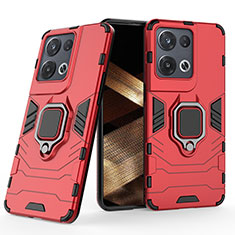 Funda Bumper Silicona y Plastico Mate Carcasa con Magnetico Anillo de dedo Soporte KC1 para Xiaomi Redmi Note 13 5G Rojo
