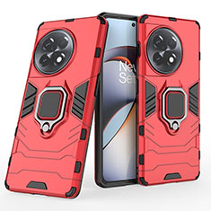 Funda Bumper Silicona y Plastico Mate Carcasa con Magnetico Anillo de dedo Soporte KC2 para OnePlus 11R 5G Rojo
