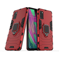 Funda Bumper Silicona y Plastico Mate Carcasa con Magnetico Anillo de dedo Soporte KC2 para Samsung Galaxy A41 Rojo