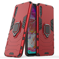 Funda Bumper Silicona y Plastico Mate Carcasa con Magnetico Anillo de dedo Soporte KC2 para Samsung Galaxy A70S Rojo