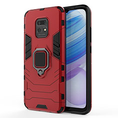 Funda Bumper Silicona y Plastico Mate Carcasa con Magnetico Anillo de dedo Soporte KC2 para Xiaomi Redmi 10X Pro 5G Rojo