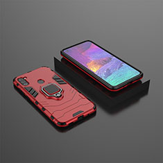 Funda Bumper Silicona y Plastico Mate Carcasa con Magnetico Anillo de dedo Soporte KC3 para Samsung Galaxy A11 Rojo
