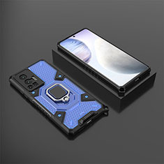 Funda Bumper Silicona y Plastico Mate Carcasa con Magnetico Anillo de dedo Soporte KC3 para Vivo X70 Pro 5G Azul