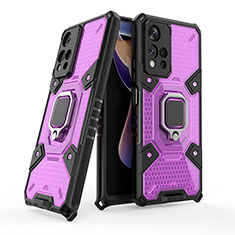 Funda Bumper Silicona y Plastico Mate Carcasa con Magnetico Anillo de dedo Soporte KC3 para Xiaomi Mi 11i 5G (2022) Morado