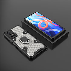 Funda Bumper Silicona y Plastico Mate Carcasa con Magnetico Anillo de dedo Soporte KC3 para Xiaomi Redmi Note 11 5G Negro