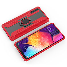 Funda Bumper Silicona y Plastico Mate Carcasa con Magnetico Anillo de dedo Soporte KC4 para Samsung Galaxy A50 Rojo