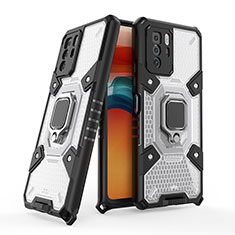 Funda Bumper Silicona y Plastico Mate Carcasa con Magnetico Anillo de dedo Soporte KC4 para Xiaomi Poco X3 GT 5G Blanco