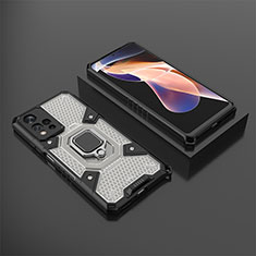 Funda Bumper Silicona y Plastico Mate Carcasa con Magnetico Anillo de dedo Soporte KC4 para Xiaomi Poco X4 NFC Negro