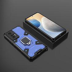 Funda Bumper Silicona y Plastico Mate Carcasa con Magnetico Anillo de dedo Soporte KC5 para Vivo X70 5G Azul