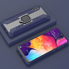Funda Bumper Silicona y Plastico Mate Carcasa con Magnetico Anillo de dedo Soporte KC6 para Samsung Galaxy A50 Azul