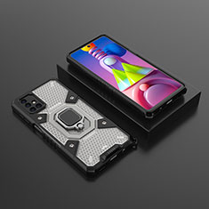 Funda Bumper Silicona y Plastico Mate Carcasa con Magnetico Anillo de dedo Soporte KC7 para Samsung Galaxy M51 Negro