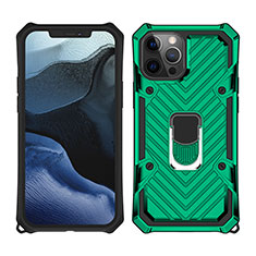 Funda Bumper Silicona y Plastico Mate Carcasa con Magnetico Anillo de dedo Soporte M01 para Apple iPhone 12 Pro Max Verde