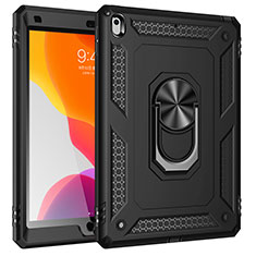 Funda Bumper Silicona y Plastico Mate Carcasa con Magnetico Anillo de dedo Soporte MQ1 para Apple iPad 10.2 (2020) Negro