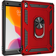 Funda Bumper Silicona y Plastico Mate Carcasa con Magnetico Anillo de dedo Soporte MQ1 para Apple iPad 10.2 (2020) Rojo