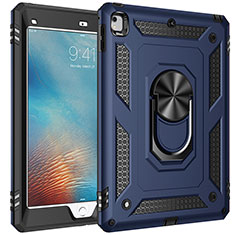 Funda Bumper Silicona y Plastico Mate Carcasa con Magnetico Anillo de dedo Soporte MQ1 para Apple iPad Air 2 Azul