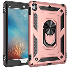 Funda Bumper Silicona y Plastico Mate Carcasa con Magnetico Anillo de dedo Soporte MQ1 para Apple iPad Air 2 Oro Rosa