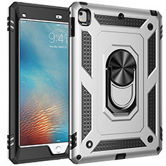 Funda Bumper Silicona y Plastico Mate Carcasa con Magnetico Anillo de dedo Soporte MQ1 para Apple iPad Air 2 Plata