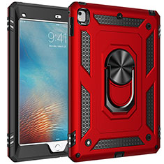Funda Bumper Silicona y Plastico Mate Carcasa con Magnetico Anillo de dedo Soporte MQ1 para Apple iPad Air 2 Rojo