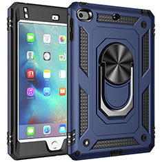 Funda Bumper Silicona y Plastico Mate Carcasa con Magnetico Anillo de dedo Soporte MQ1 para Apple iPad Mini 4 Azul