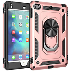 Funda Bumper Silicona y Plastico Mate Carcasa con Magnetico Anillo de dedo Soporte MQ1 para Apple iPad Mini 4 Oro Rosa