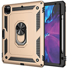 Funda Bumper Silicona y Plastico Mate Carcasa con Magnetico Anillo de dedo Soporte MQ1 para Apple iPad Pro 12.9 (2020) Oro