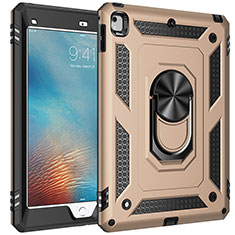 Funda Bumper Silicona y Plastico Mate Carcasa con Magnetico Anillo de dedo Soporte MQ1 para Apple iPad Pro 9.7 Oro