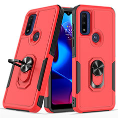 Funda Bumper Silicona y Plastico Mate Carcasa con Magnetico Anillo de dedo Soporte MQ1 para Motorola Moto G Power (2022) Rojo