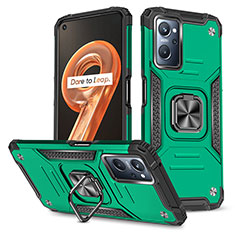 Funda Bumper Silicona y Plastico Mate Carcasa con Magnetico Anillo de dedo Soporte MQ1 para Oppo A96 4G Verde Noche