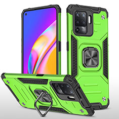 Funda Bumper Silicona y Plastico Mate Carcasa con Magnetico Anillo de dedo Soporte MQ1 para Oppo F19 Pro Verde