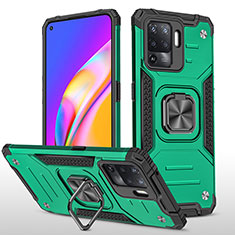 Funda Bumper Silicona y Plastico Mate Carcasa con Magnetico Anillo de dedo Soporte MQ1 para Oppo F19 Pro Verde Noche