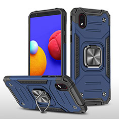 Funda Bumper Silicona y Plastico Mate Carcasa con Magnetico Anillo de dedo Soporte MQ1 para Samsung Galaxy A01 Core Azul