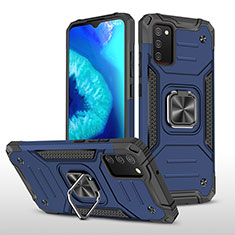 Funda Bumper Silicona y Plastico Mate Carcasa con Magnetico Anillo de dedo Soporte MQ1 para Samsung Galaxy A02s Azul