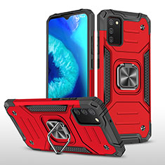 Funda Bumper Silicona y Plastico Mate Carcasa con Magnetico Anillo de dedo Soporte MQ1 para Samsung Galaxy A03s Rojo