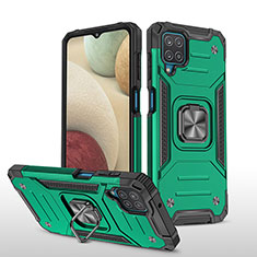 Funda Bumper Silicona y Plastico Mate Carcasa con Magnetico Anillo de dedo Soporte MQ1 para Samsung Galaxy A12 5G Verde Noche