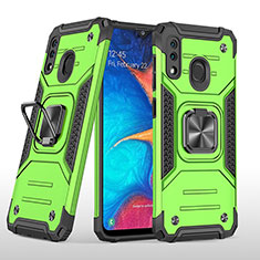 Funda Bumper Silicona y Plastico Mate Carcasa con Magnetico Anillo de dedo Soporte MQ1 para Samsung Galaxy A20 Verde